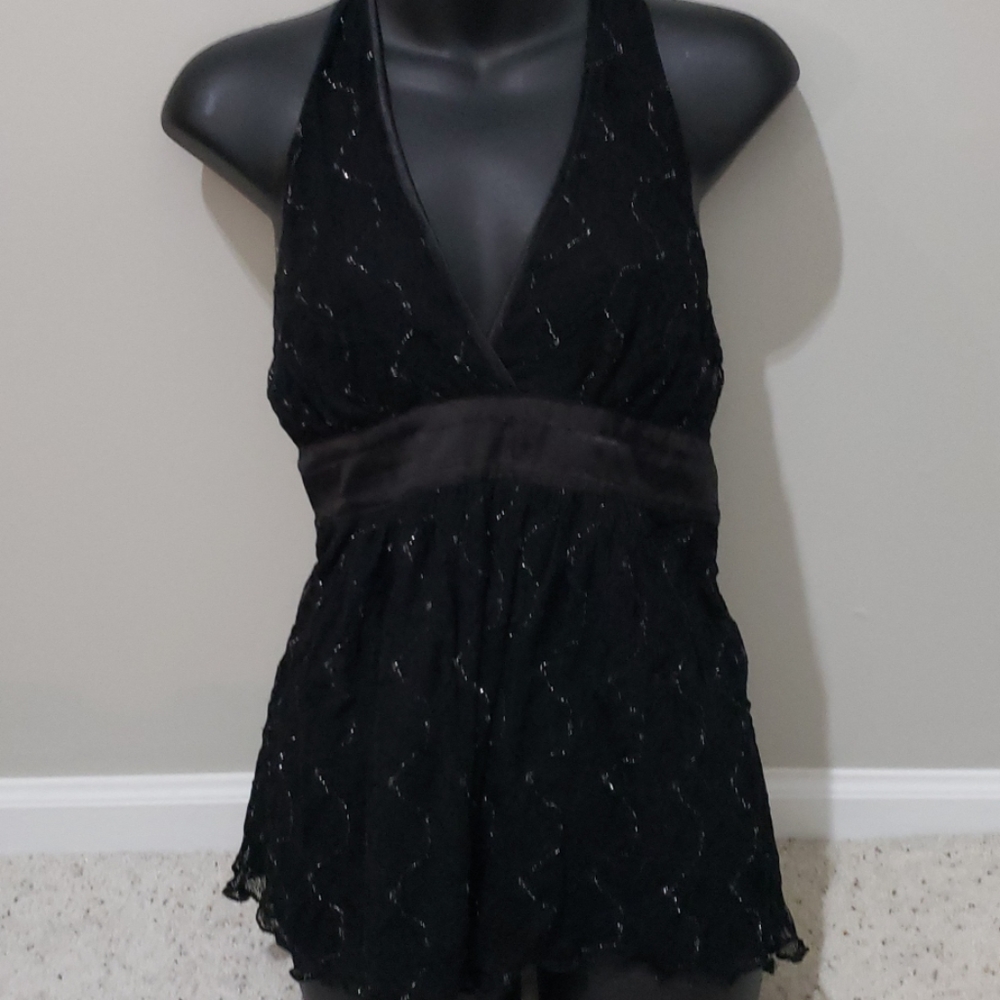 Black Shimmer Girls Night Out Halter Top